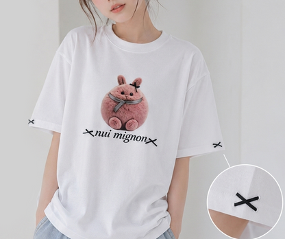リボンバニープリントTシャツ