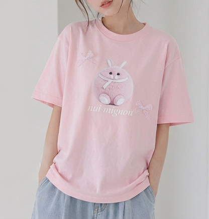 リボンバニープリントTシャツ